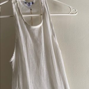 White midi tank dress, 2 layers, scalloped hem.
